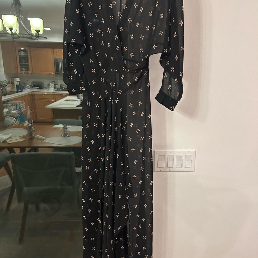 Maje Black and White Dolman Sleeve Gown